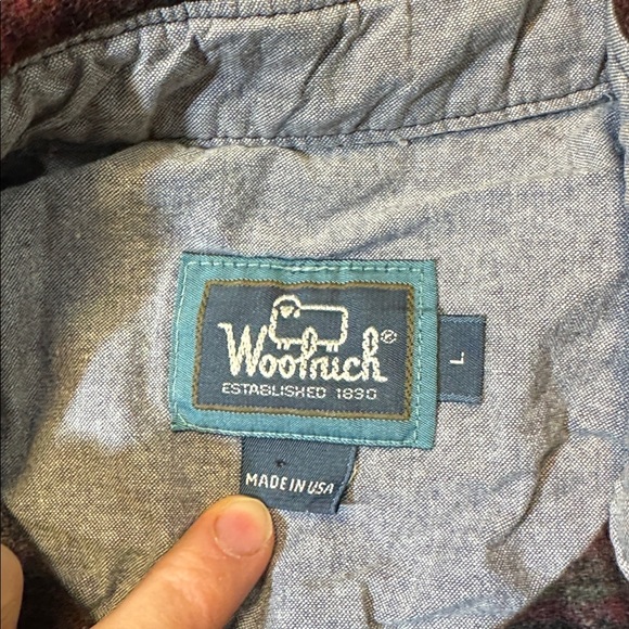 VINTAGE Woolrich mens L Large red plaid wool button up flannel shirt EUC - Picture 2 of 6